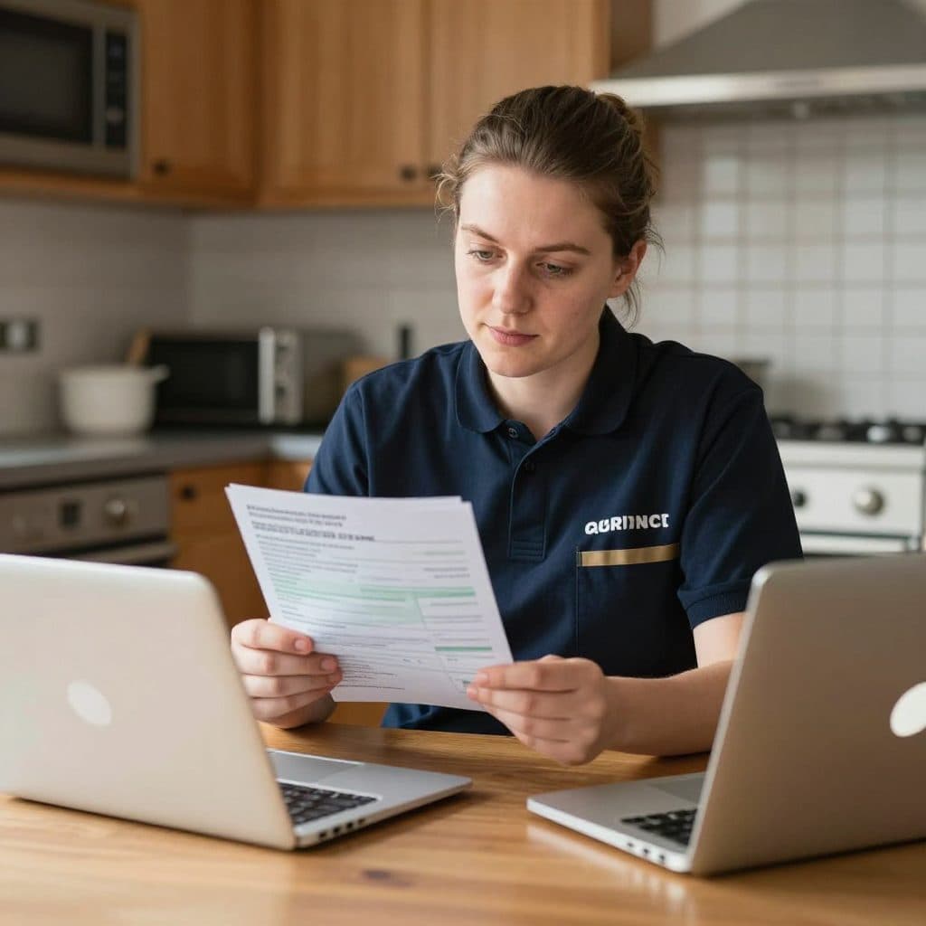 Shift worker reviewing payslips to evidence variable hours income
