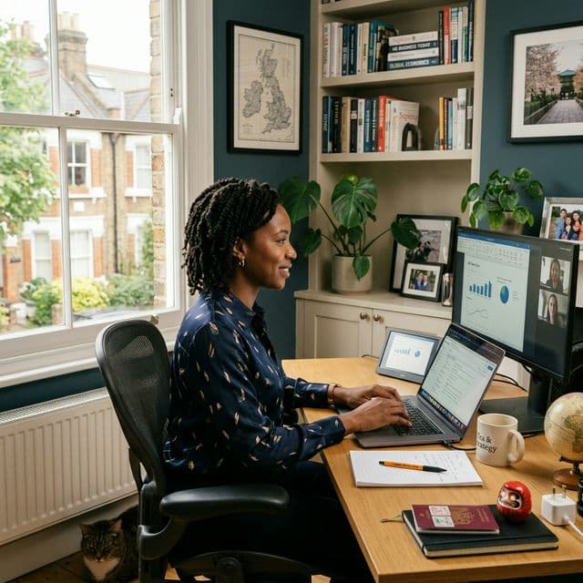 Overseas professional reviewing UK mortgage options