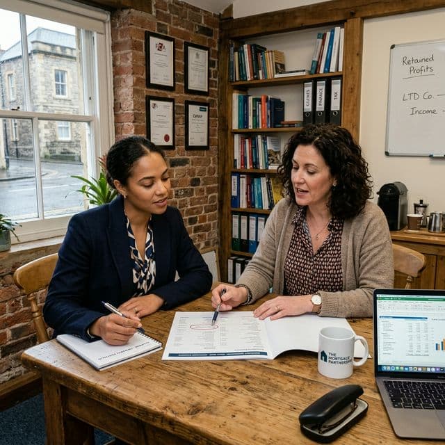 Company director reviewing retained profit figures