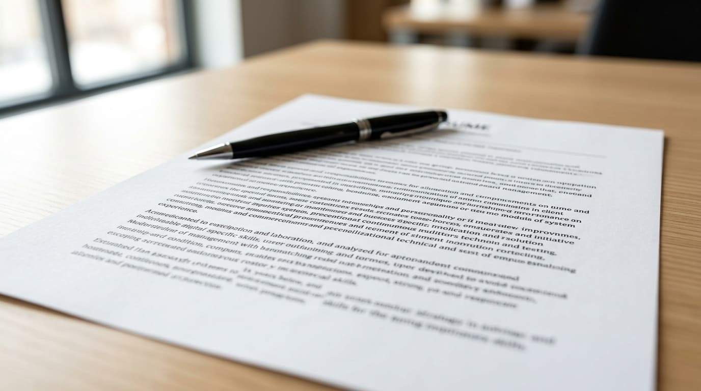A black pen rests diagonally on a printed mortgage document on a wooden table beside a bright window.